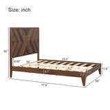 King/Queen/Full Walnut Platform Bed with Slat Supports for Bedroom