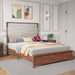 King Size Bed Frame with Upholstered Headboard, King Bed Frame with Charging Station and LED Lights, Wood Slats, Dark Gray Linen