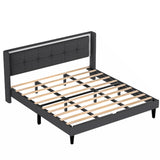 King Size Bed Frame with Upholstered Headboard, Strong Frame