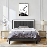 King Size Bed Frame with Upholstered Headboard, Strong Frame