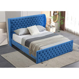 King Size Button Upholstered Tufted Headboard Wood Slat Suppor Wingback Velvet Bed