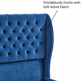 King Size Button Upholstered Tufted Headboard Wood Slat Suppor Wingback Velvet Bed