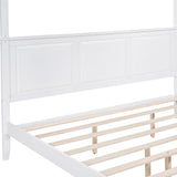 King Size Canopy Platform Bed with Headboard and Footboard, White