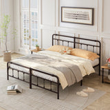 King Size Metal Platform Bed Frame with Victorian Style Wrought Iron-Art Headboard/Footboard,Easy Assembly