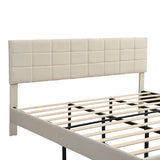 King Size Platform Bed Frame with Fabric Upholstered Headboard and Wooden Slats,No Box Spring Needed/Easy Assembly