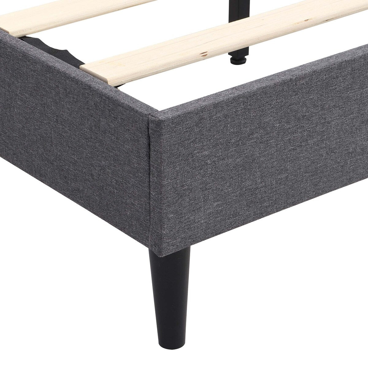 King Size Platform Bed Frame with Fabric Upholstered Headboard and Wooden Slats,No Box Spring Needed/Easy Assembly