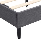 King Size Platform Bed Frame with Fabric Upholstered Headboard and Wooden Slats,No Box Spring Needed/Easy Assembly