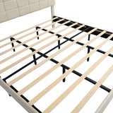 King Size Platform Bed Frame with Fabric Upholstered Headboard and Wooden Slats,No Box Spring Needed/Easy Assembly