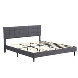 King Size Platform Bed Frame with Fabric Upholstered Headboard and Wooden Slats,No Box Spring Needed/Easy Assembly