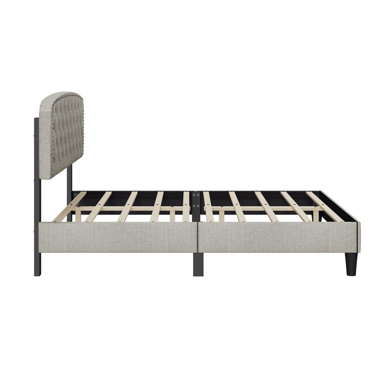 King Size Platform Bed with Button Tufting Adjustable Headboard
