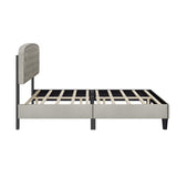 King Size Platform Bed with Button Tufting Adjustable Headboard