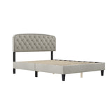 King Size Platform Bed with Button Tufting Adjustable Headboard
