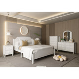 King Size White Contemporary Roman Style, Solid Wooden Bed