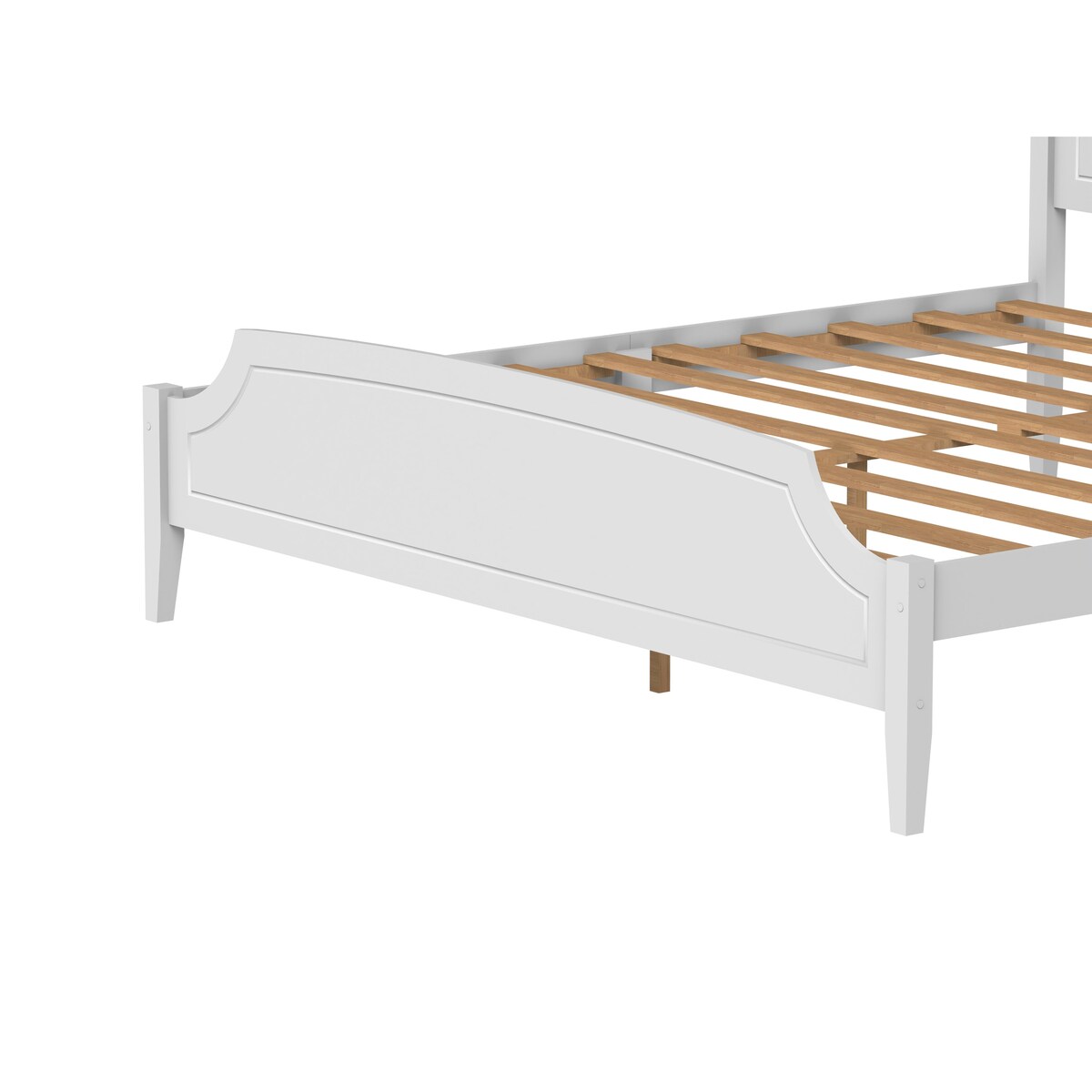 King Size White Contemporary Roman Style, Solid Wooden Bed