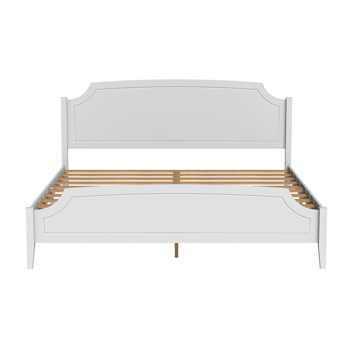 King Size White Contemporary Roman Style, Solid Wooden Bed
