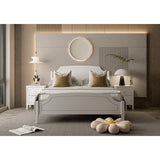 King Size White Contemporary Roman Style, Solid Wooden Bed