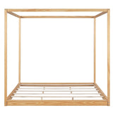 King Size Wood Platform Bed Floor Bed with Support Legs, Canopy Design
