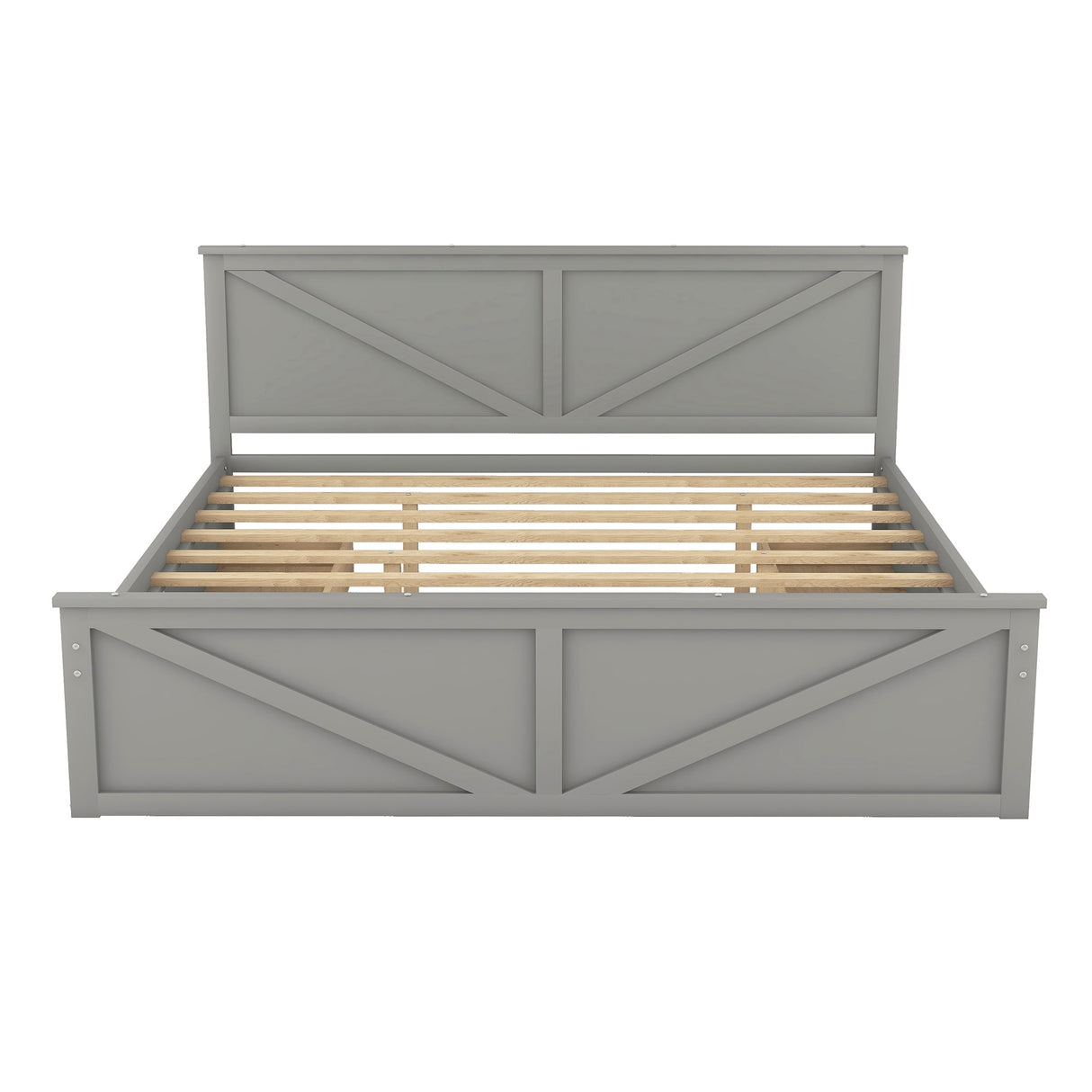 King Size Wooden Platform Bed with Four Storage Drawers and Support Legs