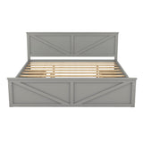 King Size Wooden Platform Bed with Four Storage Drawers and Support Legs