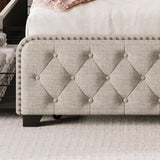 King Upholstered Platform Bed with Four Drawers