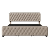 King Upholstered Platform Bed with Four Drawers