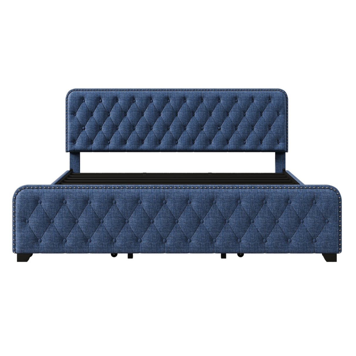 King Upholstered Platform Bed with Four Drawers