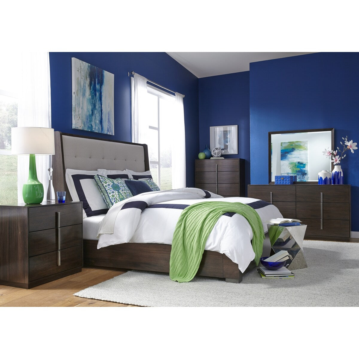 King Upholstered Shelter Bed