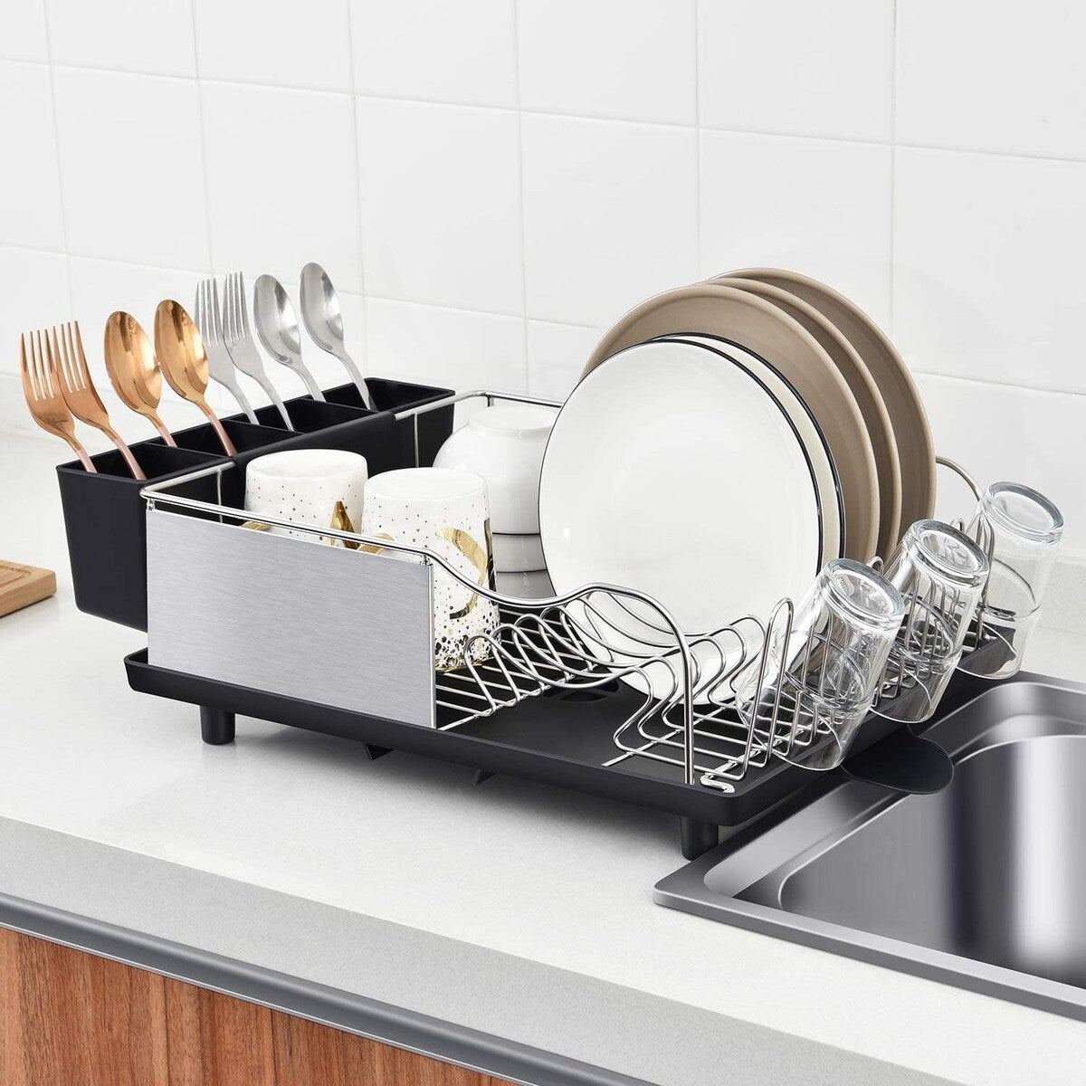 Kingrack Dish Rack,304 Stainless Steel Dish Drying Rack, Large Dish Drainer,Black