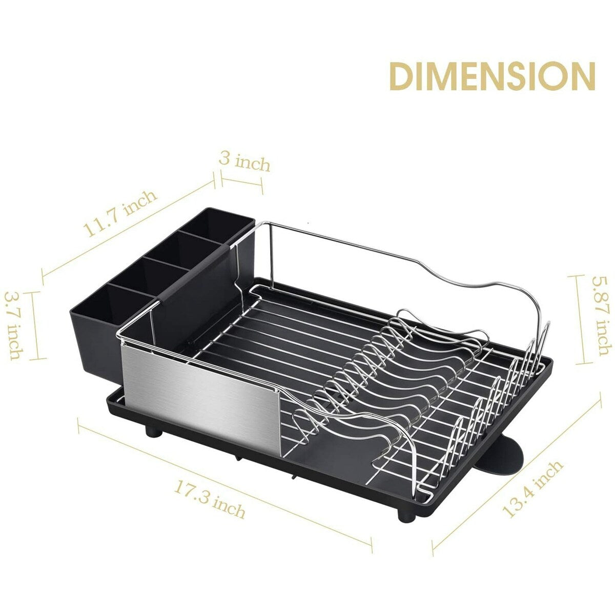 Kingrack Dish Rack,304 Stainless Steel Dish Drying Rack, Large Dish Drainer,Black