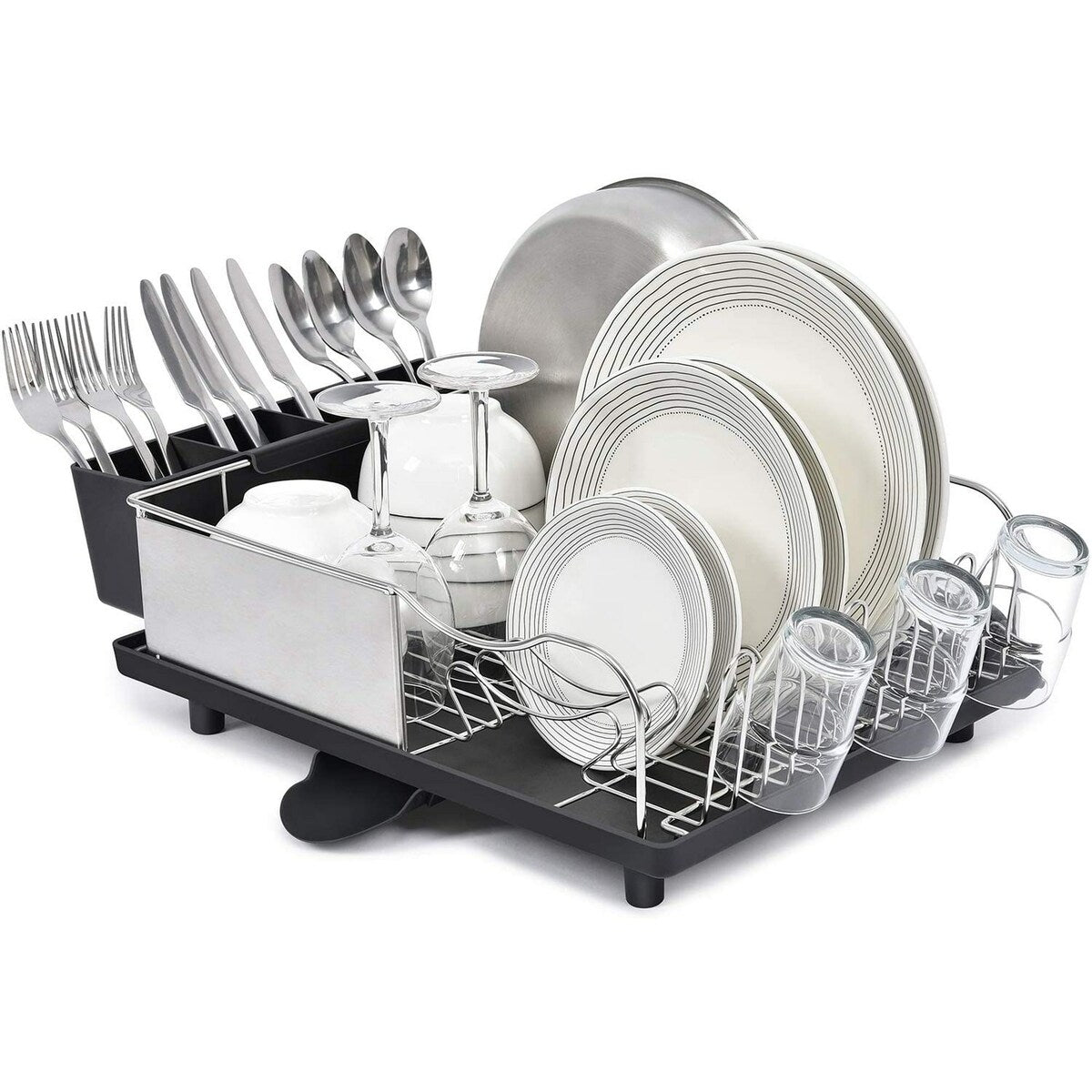 Kingrack Dish Rack,304 Stainless Steel Dish Drying Rack, Large Dish Drainer,Black