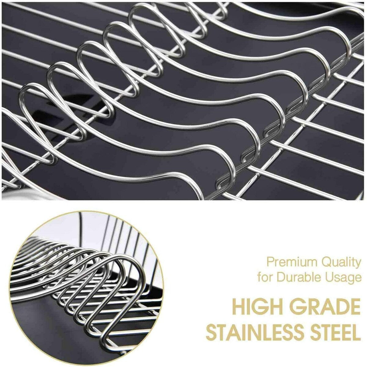 Kingrack Dish Rack,304 Stainless Steel Dish Drying Rack, Large Dish Drainer,Black