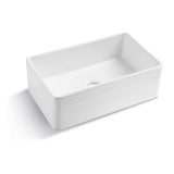 Durable 30-Inch Fireclay Farmhouse Apron Reversible Single Bowl White Kitchen Sink with Strainer