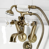 Kingston Tub Wall Mount Clawfoot Tub Faucet with Hand Shower