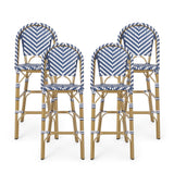 Kinner Outdoor Aluminum French Barstools (Set of 4) by Christopher Knight Home - 18.00" L x 23.75" W x 46.00" H
