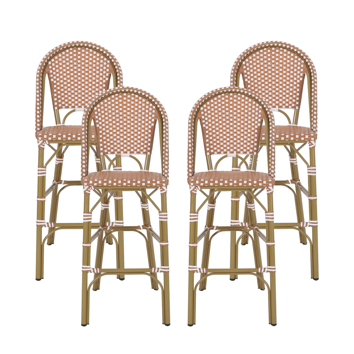 Kinner Outdoor Aluminum French Barstools (Set of 4) by Christopher Knight Home - 18.00" L x 23.75" W x 46.00" H