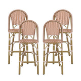 Kinner Outdoor Aluminum French Barstools (Set of 4) by Christopher Knight Home - 18.00" L x 23.75" W x 46.00" H