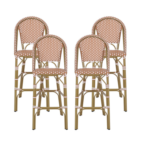 Kinner Outdoor Aluminum French Barstools (Set of 4) by Christopher Knight Home - 18.00" L x 23.75" W x 46.00" H