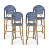 Kinner Outdoor Aluminum French Barstools (Set of 4) by Christopher Knight Home - 18.00" L x 23.75" W x 46.00" H