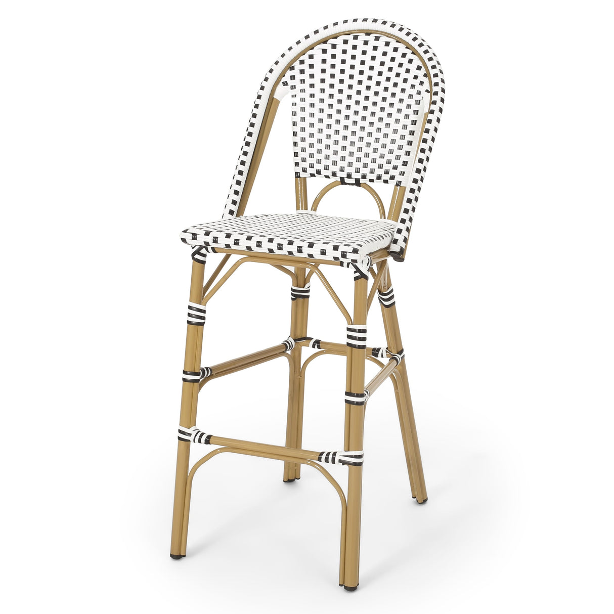 Kinner Outdoor Aluminum French Barstools (Set of 4) by Christopher Knight Home - 18.00" L x 23.75" W x 46.00" H