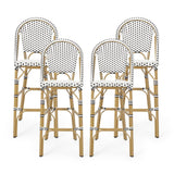 Kinner Outdoor Aluminum French Barstools (Set of 4) by Christopher Knight Home - 18.00" L x 23.75" W x 46.00" H