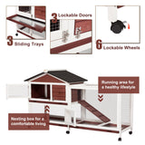 Kinpaw Large Rabbit Hutch, Indoor and Outdoor Bunny Cage on Wheels, Chicken Coop Guinea Pig House, Waterproof Roof