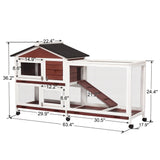 Kinpaw Large Rabbit Hutch, Indoor and Outdoor Bunny Cage on Wheels, Chicken Coop Guinea Pig House, Waterproof Roof
