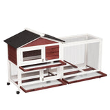 Kinpaw Large Rabbit Hutch, Indoor and Outdoor Bunny Cage on Wheels, Chicken Coop Guinea Pig House, Waterproof Roof