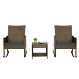 Kinsunny 3-Piece Patio Rocking Chairs Outdoor Bistro Set Patio Wicker Chairs with Coffee Table for Porch Lawn Balcony Backyard