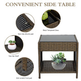 Kinsunny 3-Piece Patio Rocking Chairs Outdoor Bistro Set Patio Wicker Chairs with Coffee Table for Porch Lawn Balcony Backyard
