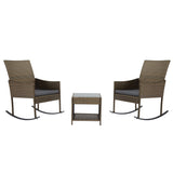 Kinsunny 3-Piece Patio Rocking Chairs Outdoor Bistro Set Patio Wicker Chairs with Coffee Table for Porch Lawn Balcony Backyard