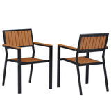 Kinsunny Outdoor Wood Dining Chairs (Set of 2), Steel Frame Patio Chairs for Garden Lawn