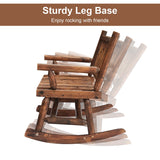 Kinsunny Wood Double Rocking Chair Rocking Loveseat Patio Rocker Chair Bench with 2-Seat for Garden Backyard