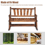 Kinsunny Wood Double Rocking Chair Rocking Loveseat Patio Rocker Chair Bench with 2-Seat for Garden Backyard