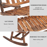 Kinsunny Wood Double Rocking Chair Rocking Loveseat Patio Rocker Chair Bench with 2-Seat for Garden Backyard